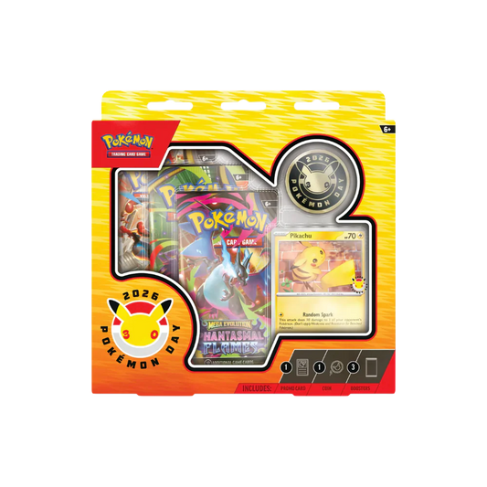 Pokémon trading card game pack with cards and a coin on a white background