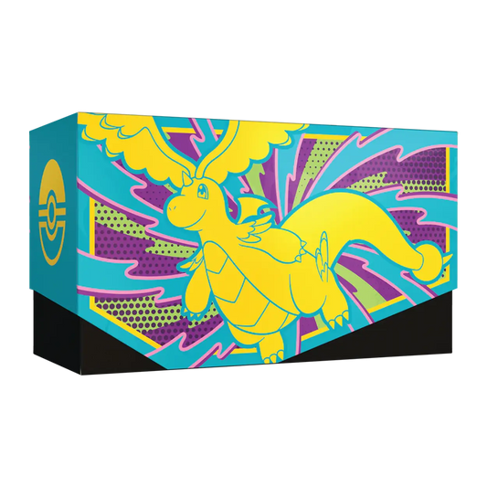 Colorful box with a dragon design on a white background