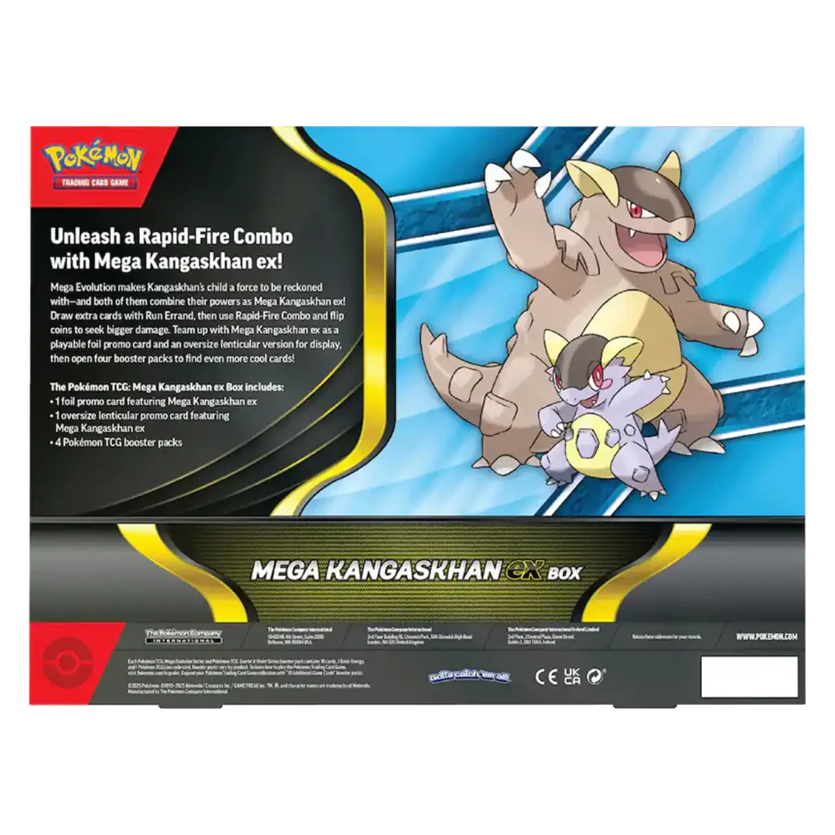Pokémon Mega Kangaskhan ex box packaging with character illustration on a white background