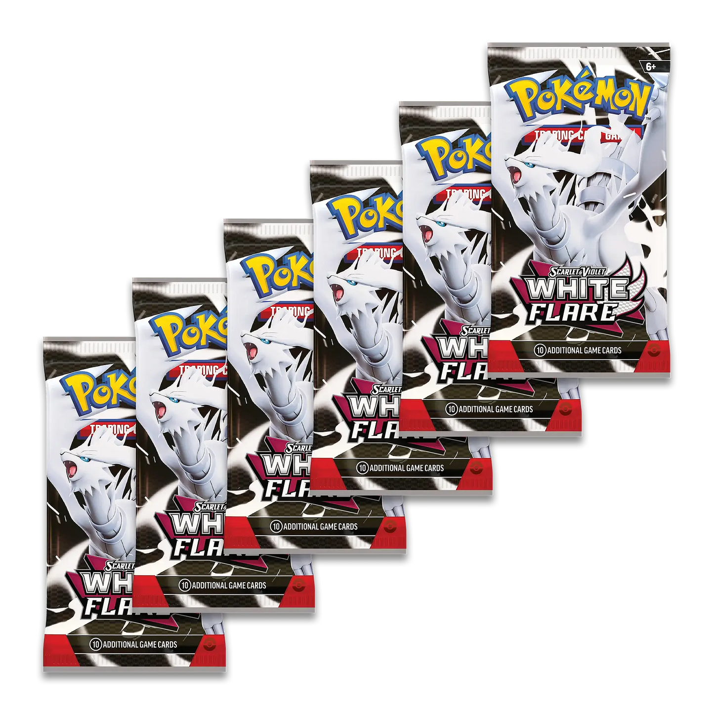 Pokémon trading card game packs featuring White Flare on a white background