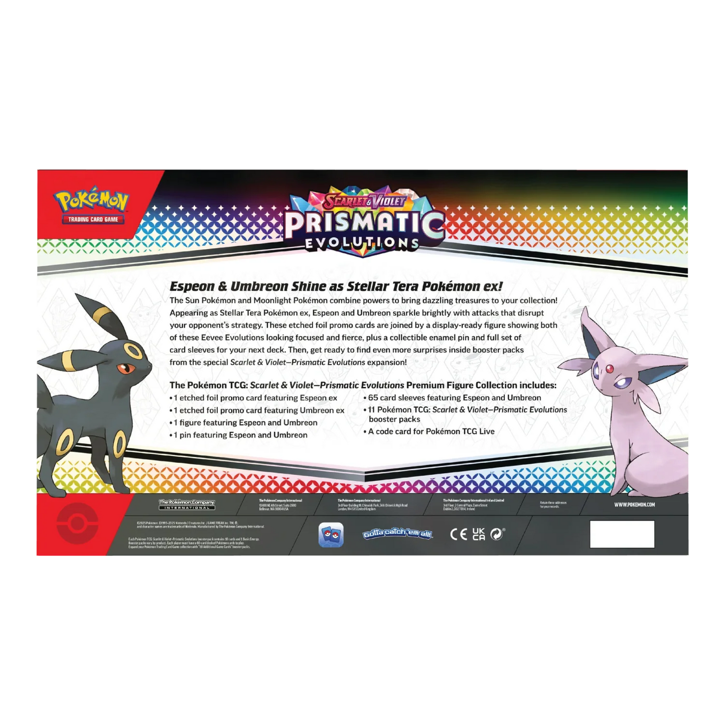 Pokémon trading card game packaging with Exeggcute and Umbreon on a white background