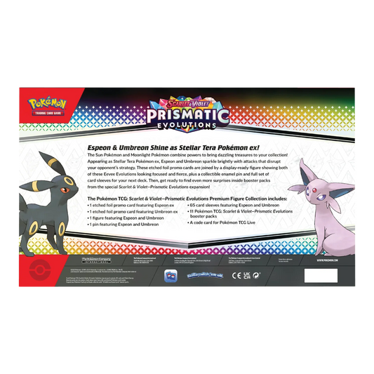 Pokémon trading card game packaging with Exeggcute and Umbreon on a white background