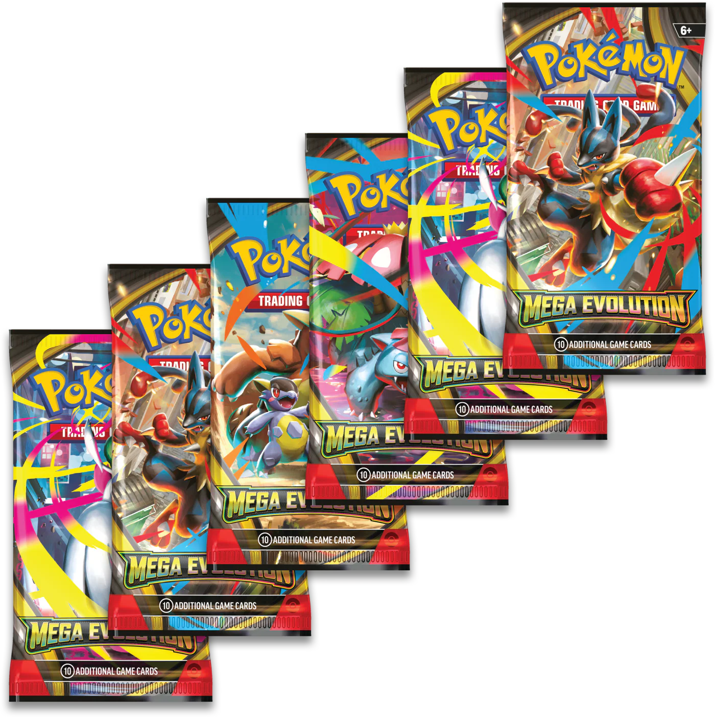 Collection of Pokémon trading card game packs on a white background