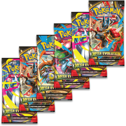 Collection of Pokémon trading card game packs on a white background