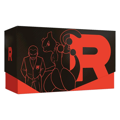 Product packaging with a stylized character and large red 'R' on a black background
