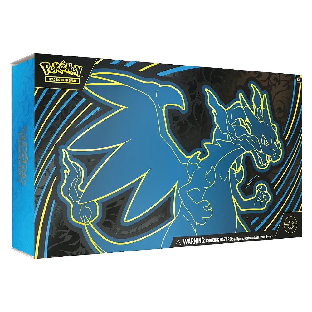 Pokémon trading card game box with dragon design on a white background