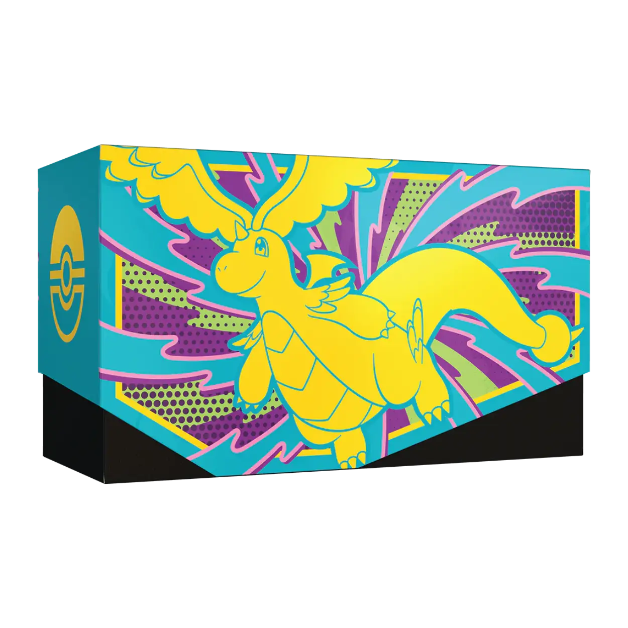 Colorful box with a dragon design on a white background