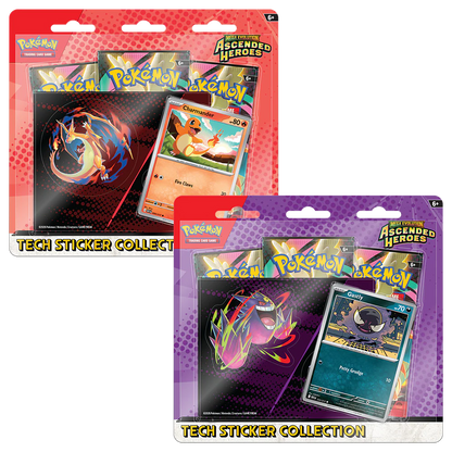 Pokémon TCG Ascended Heroes Tech Sticker Collection met Charmander en Gastly stickers en booster packs