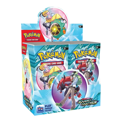 Pokémon trading card game packaging with character images on a white background