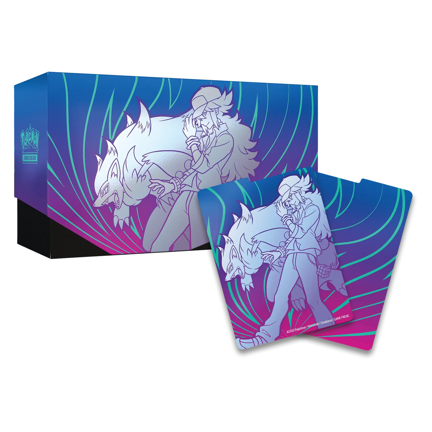 Card game box with character illustration on a white background