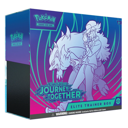 Pokémon trading card game box with character and wolf illustration on a blue and purple background