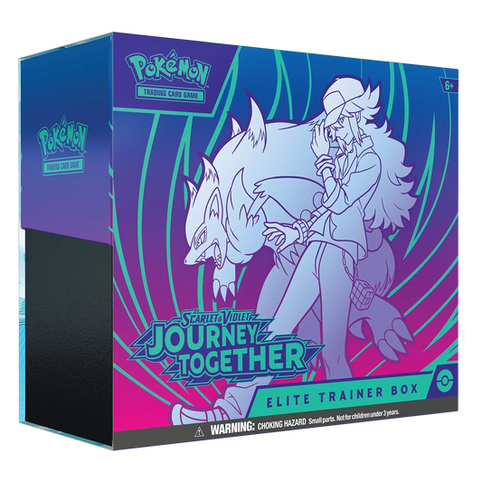 Pokémon trading card game box with character and wolf illustration on a blue and purple background