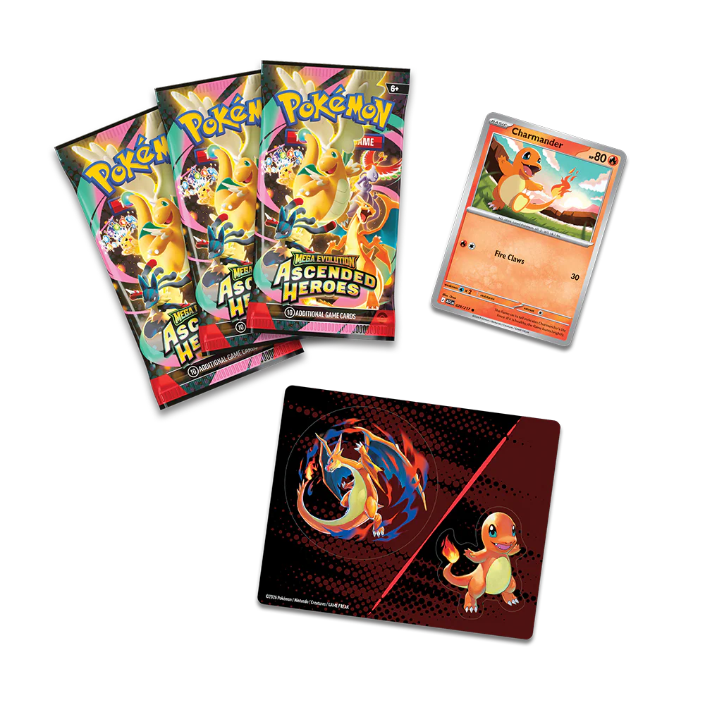 Pokémon TCG Ascended Heroes ME03 3-pack blister met drie booster packs en de Charmander promo-kaart