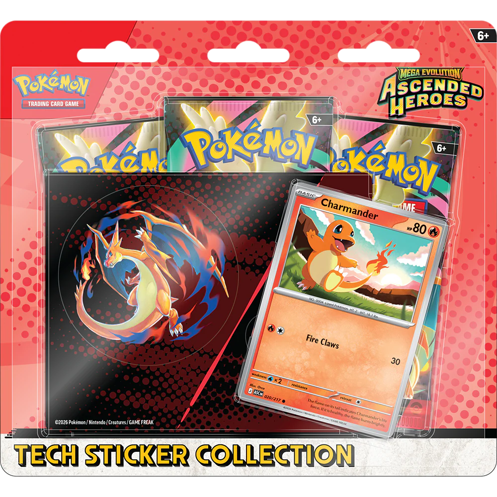 Pokémon TCG Ascended Heroes ME03 3-pack blister met drie booster packs en de Charmander promo-kaart
