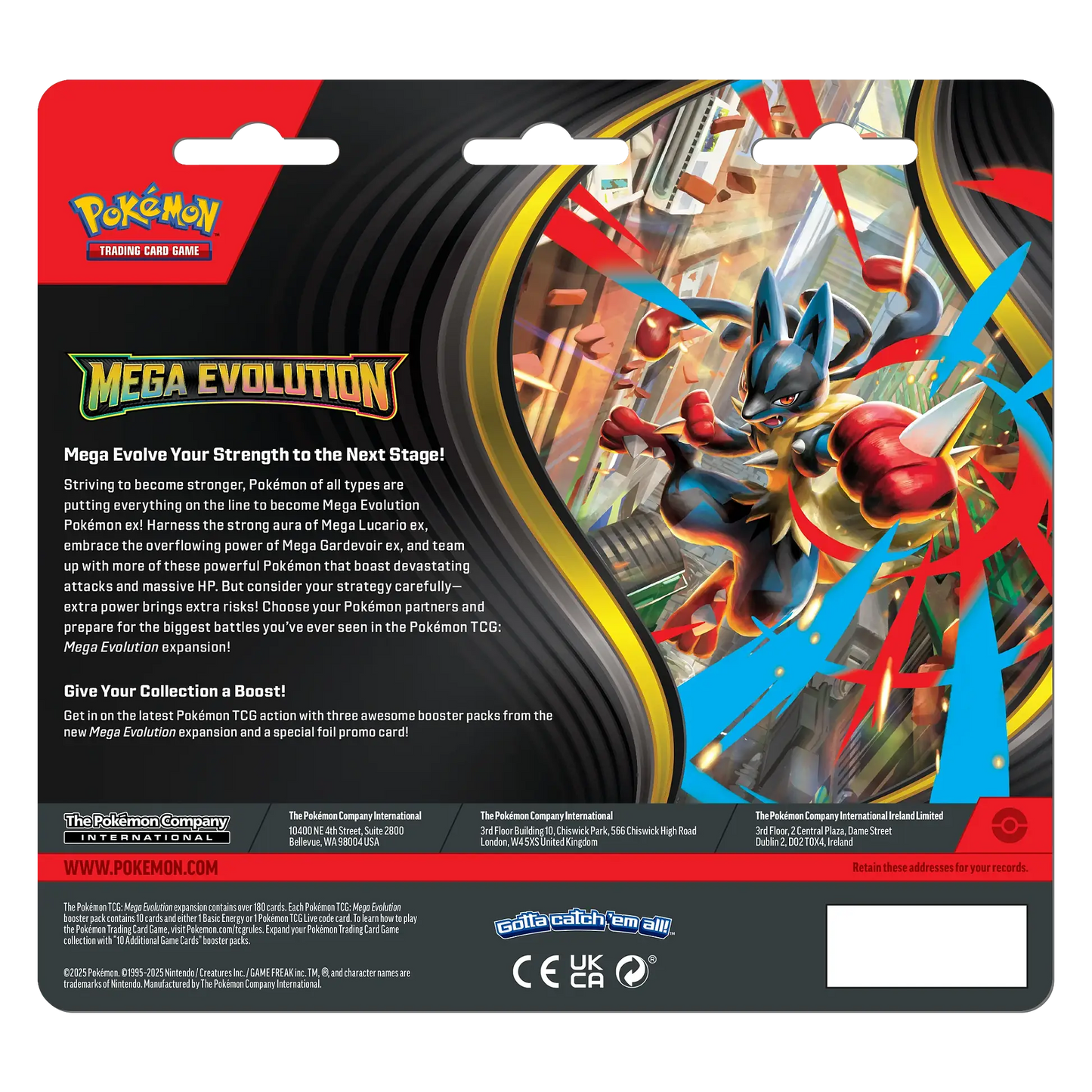 Pokémon trading card game Mega Evolution pack with character illustration and text.