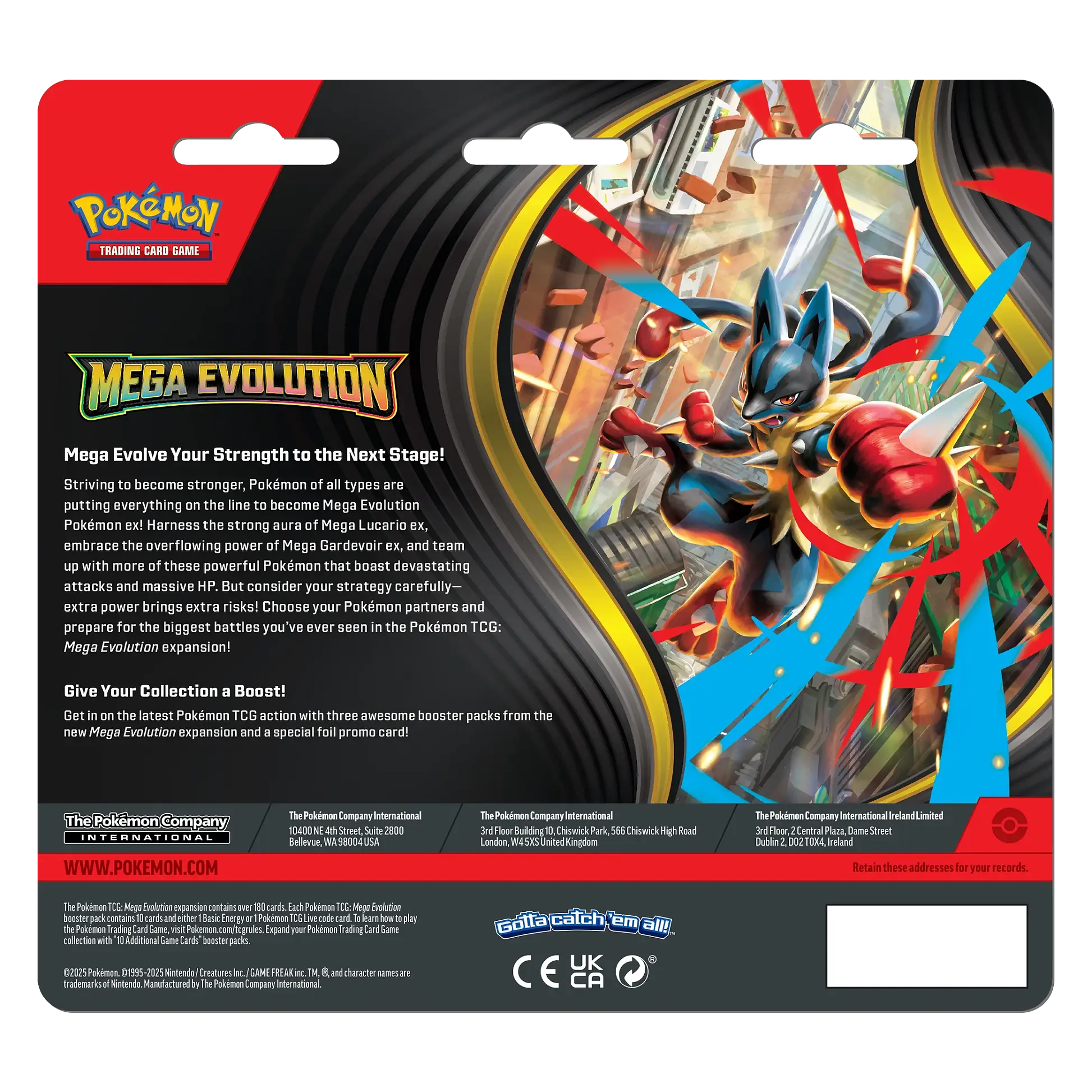 Pokémon trading card game Mega Evolution pack with character illustration and text.