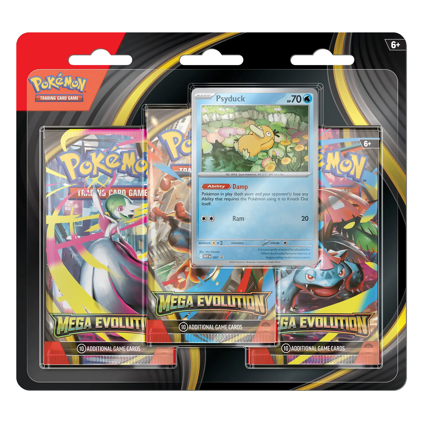 Pokémon trading card game packaging with cards and booster packs.