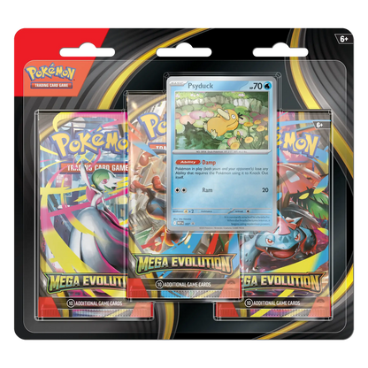 Pokémon trading card game packaging with cards and booster packs.