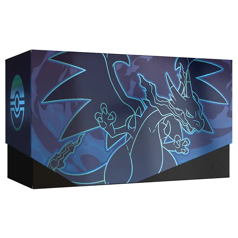 Pokémon trading card game box with dragon design on a white background