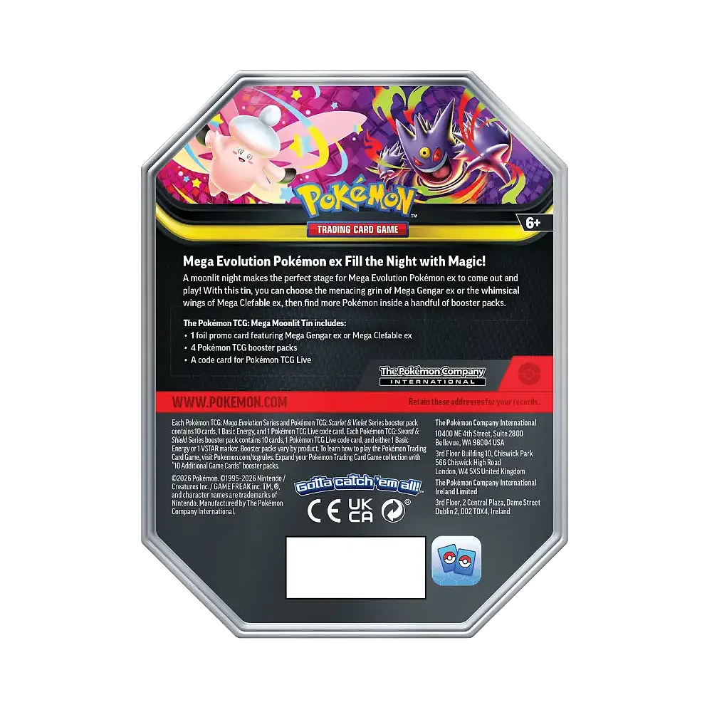 Pokémon - Mega Moonlit ex Tin – Mega Gengar ex / Mega Clefable ex