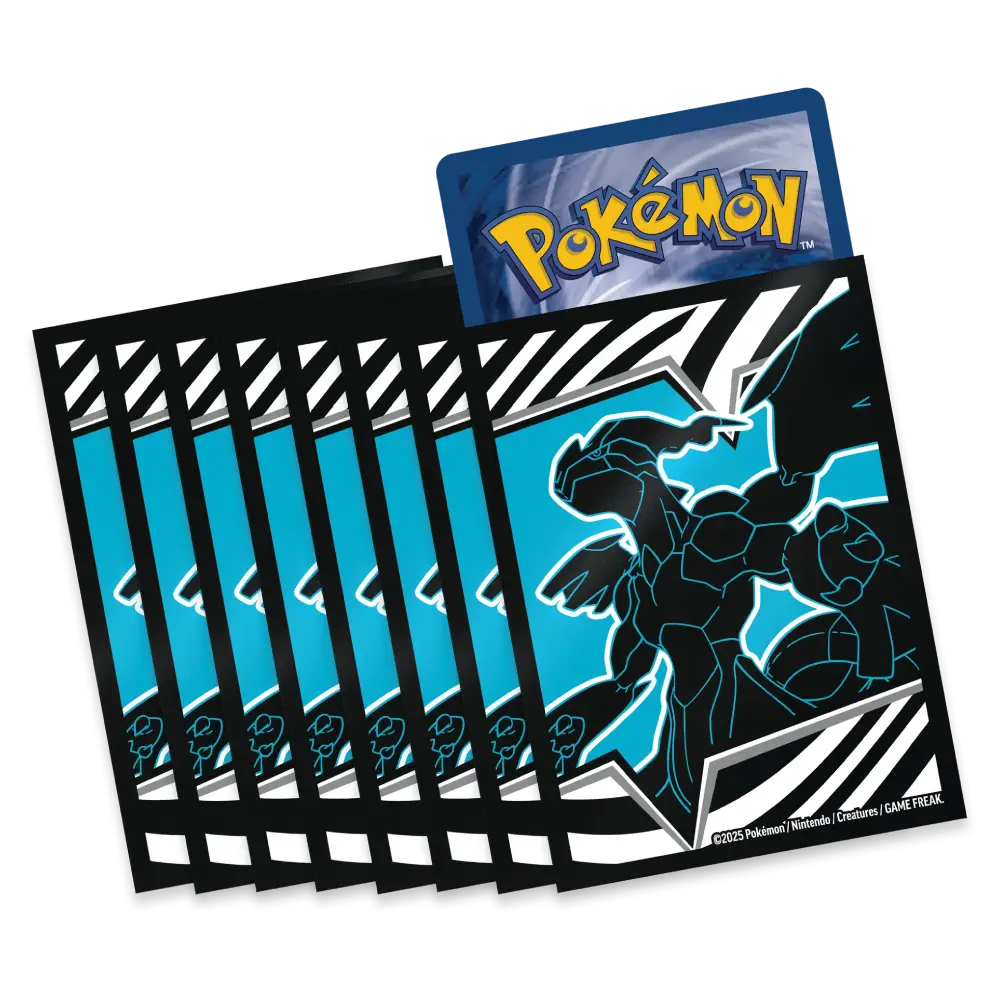 Pokémon trading card packs with a prominent card featuring a blue and black creature design.