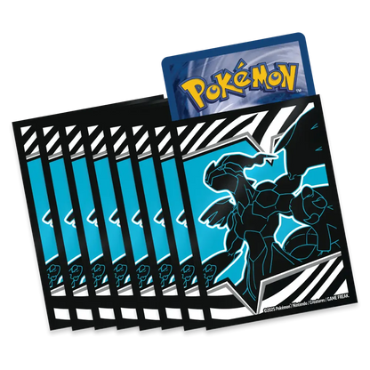 Pokémon trading card packs with a prominent card featuring a blue and black creature design.