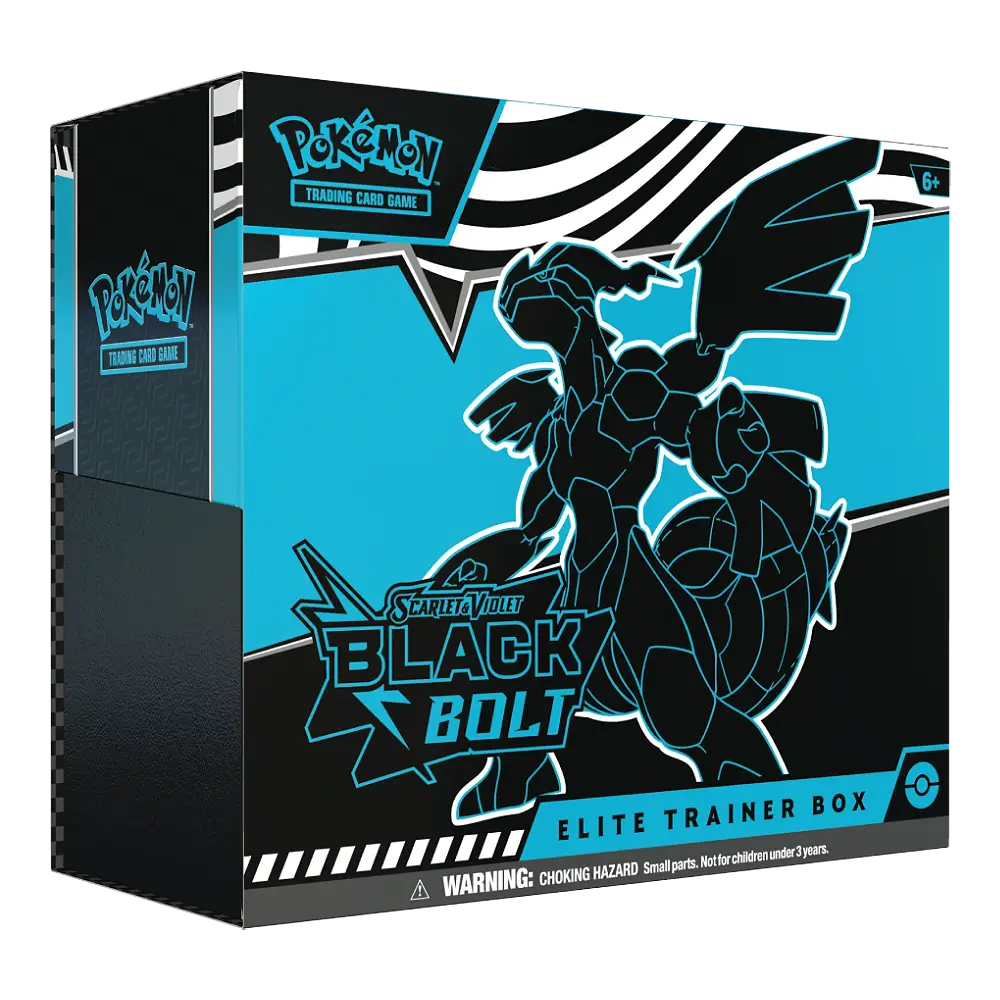 Pokémon trading card game elite trainer box with black and blue design