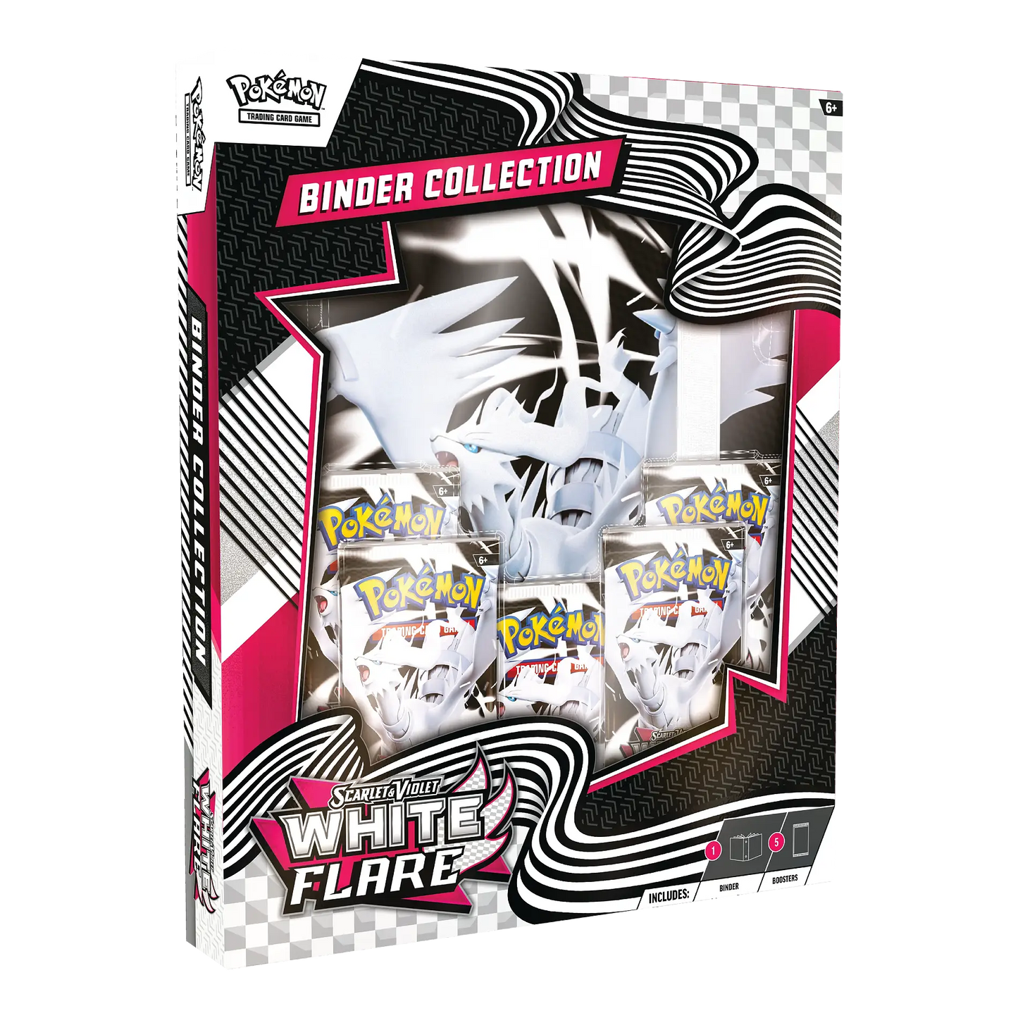 Pokémon trading card game binder collection with white flare design on a transparent background