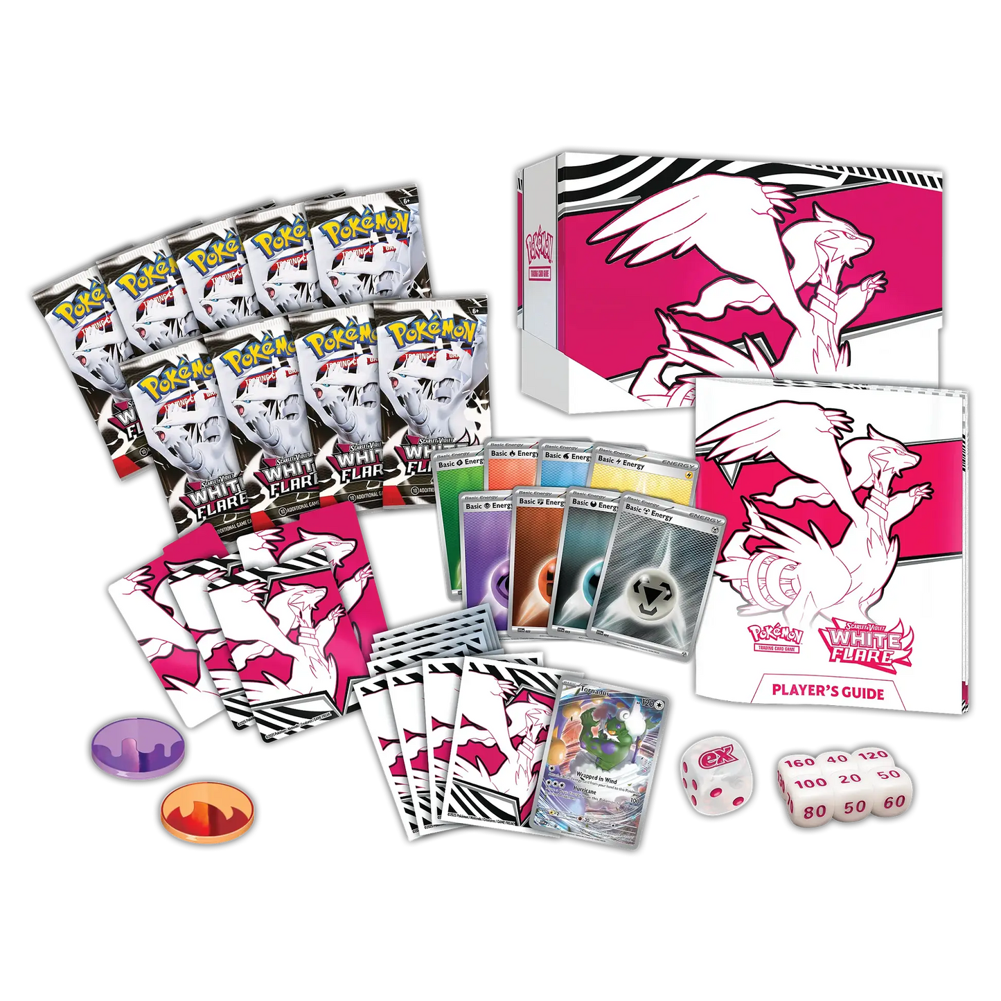 Pokémon White Fairy trading card game set with cards, box, and player's guide.