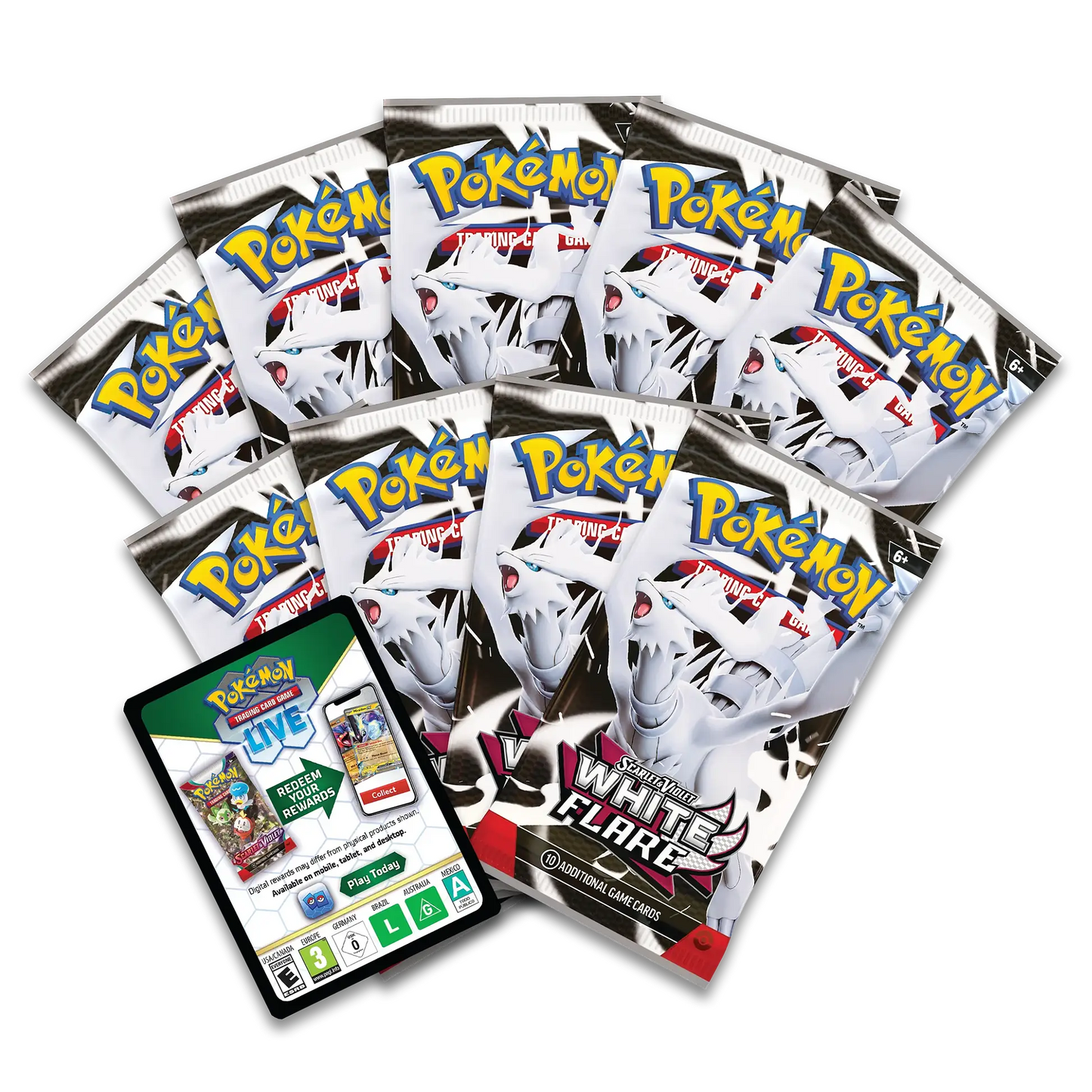 Collection of Pokémon trading card game packs on a white background