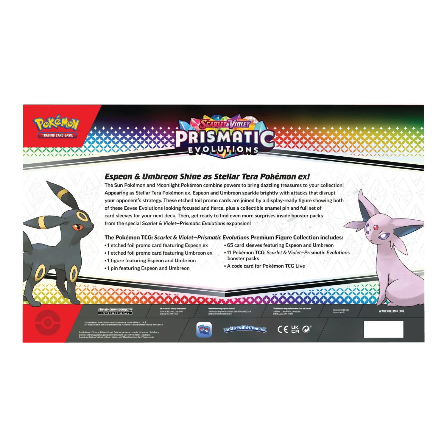 Pokémon trading card game packaging with Exeggcute and Umbreon on a white background