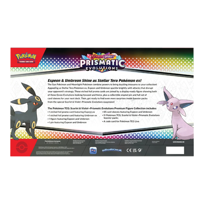 Pokémon trading card game packaging with Exeggcute and Umbreon on a white background